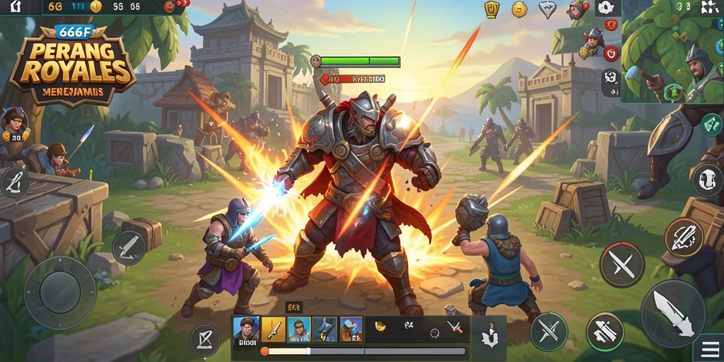 Tangkapan layar menampilkan aksi mendebarkan dalam 666F Battle Royale.