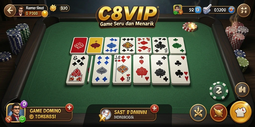 Screenshot gameplay C8VIP yang menunjukkan keseruan permainan domino.