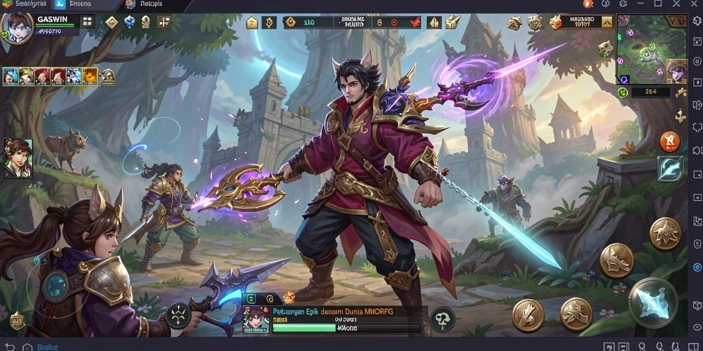 Screenshot menampilkan aksi gameplay seru dalam petualangan MMORPG GASWIN.
