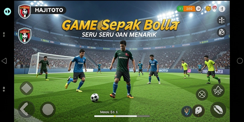 Screenshot utama HAJITOTO menampilkan gameplay seru dari pertandingan sepak bola.