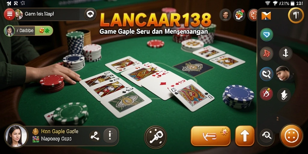 Screenshot gameplay utama LANCAR138 yang menunjukkan serunya bermain Gaple.
