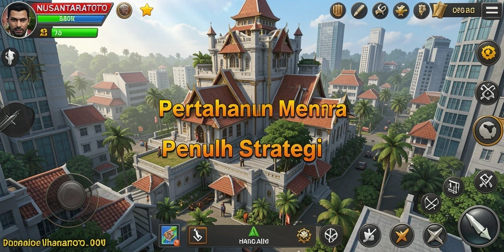 Tangkapan layar gameplay NUSANTARATOTO yang menampilkan pertempuran menara strategis.