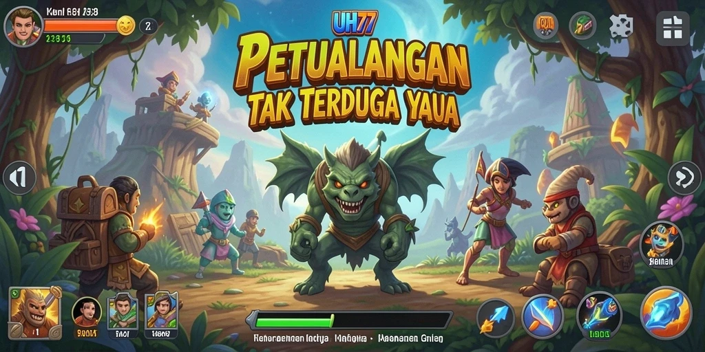 Screenshot menunjukkan aksi mendebarkan dalam permainan UH77.