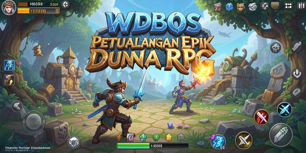 Tampilan screenshot utama WDBOS menampilkan aksi seru dalam pertempuran RPG.