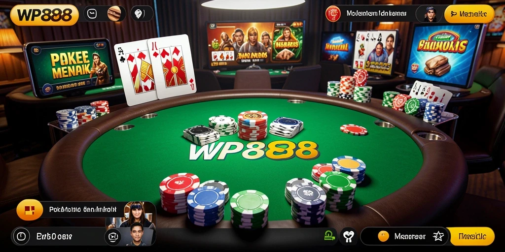 Tampilan gameplay Poker yang seru dan interaktif.